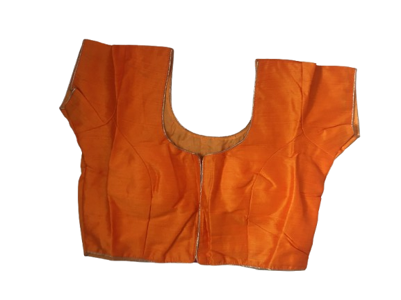 Raw Silk Orange Designer Blouse 58